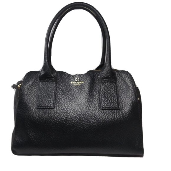 Kate Spade Southport Avenue Lydia Black Leather Satchel Shoulder Bag Purse Large